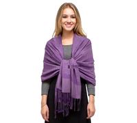 GFM® Womens Pashmina Style Soft Scarf in Embossed Floral Paisley Pattern (P093-B) (Bright Lilac)(Pash-P093-B-46-BRGLI)