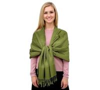 GFM® Womens Pashmina Style Soft Scarf in Embossed Floral Paisley Pattern (P093-B) (Lime Green)(Pash-P093-B-14-LHR)