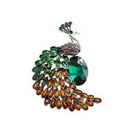 GFM® Women's Peacock Ladies Brooch Pin Small Size with Crystal and Rhinestones - Multicolor - (Brch-PCK-Crys-HR)