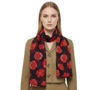 GFM® Women's Poppy Flowers Ladies Lightweight Print Scarf Soft-Spring Summer- Remembrance day (Ppyscf-398-Black)(AT-88-PSCF-PPYSCF-398-KL)