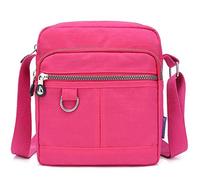 GFM® Women's Premium Nylon Crossbody Bag for Women - Lightweight Waterproof Shoulder Bag with Multiple Zip Pockets & Adjustable Strap (NCB-8)(Hot Pink)(NCB-9925-CRTGLB)