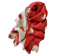 GFM® Women's Robin Birds Print Cashemere Texture Warm Thick Shawl - Autum, Winter Crhistmas-Red -(RNSHL-88-A-VLL)