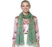 GFM® Women's Robin Birds Print Christmas Ladies Long (180x90cm) Lightweight Oversize Soft Scarf Wrap Shawl -Spring Summer All Seasons Accessory-RN-09-Light Teal Green - (PSCF-RN-09-HLTL)