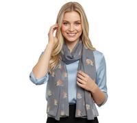 GFM® Women's Robin Birds Print Christmas Ladies Long (180x90cm) Lightweight Oversize Soft Scarf Wrap Shawl -Spring Summer All Seasons Accessory-RN-09-Grey-(PSCF-RN-09-HLBH)