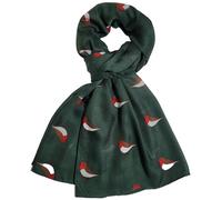 GFM® Women's Robin Birds Print Christmas Scarf - Spring, Summer, All Seasons Scarf (RN-49-GHR)(SA-PSCF-FLD-RN-24049-GHR)