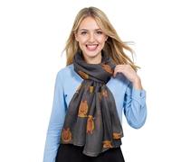 GFM® Women's Scottish Highland Coo Cow Print Ladies Long (180x90cm) Lightweight Oversize Soft Scarf Wrap Shawl-Spring, Summer,Christmas, Mother's Day,Gift for her-(DRV)(PSCF-FLD-CW-53-BH-Grey)