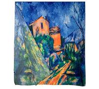 GFM® Women's Silk Blend Painting Or Art Based Summer Scarf (VSLK) (Cezanne-On The Way to The Chateau)(FS-VSLK-3725-A)