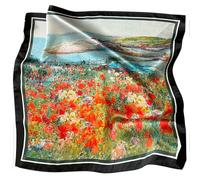 GFM® Women's Silk Van Gogh Painting Based Summer Neck Ladies Scarf Square Shaped Small Size 53cmx53cm (SQSLK53)