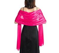 GFM® Women's Silky Feel Scarf Ladies Shawl Wrap for Evening Wedding-Bright Pink-(88)(SLKLUX-CRTGLB)
