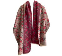 GFM® Women's Small Pretty Roses Pattern Reversible Cashmere Texture Pashmina Style Ladies Shawl Wrap for Autumn Winter - Roses Gift - (Brown WIne Red)(SA-FRLSHL-9-HLKEK)