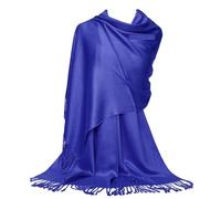 GFM® Women's Smooth Shiny Surface Pashmina Style Ladies Scarf Shawl Wrap-Wedding Guests Evening Bridal Bridesmaids - Wedding, Bridesmaids,Prom, Evening - Royal Blue - (L9-J-16-CRTNL)