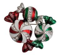 GFM® Women's Sparkly Christmas Ladies Brooch Pin - Candy - Green & Red - (BRCH-CHRIS-C) (BRCH-Xmas-Candy-LLHR)