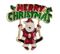 GFM® Women's Sparkly Christmas Ladies Brooch Pin - Santa With Merry Christmas - (BRCH-CHRIS-C) (BRCH-Xmas-SNT-MC)