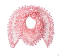 GFM® Women's Summer Triangle Scarf-Mantilla- with Lace and Tassels -Baby Pink - (TRI-2100-BGLB)