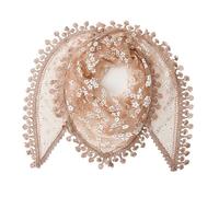 GFM® Women's Summer Triangle Scarf-Mantilla- with Lace and Tassels -Light Brown- (TRI-2100-HLKEK)