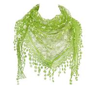 GFM® Women's Summer Triangle Scarf-Mantilla- with Lace and Tassels -Light Green- (TRI-C)(TRI-85-SM-LHR)