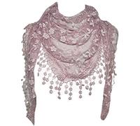 GFM® Women's Summer Triangle Scarf-Mantilla- with Lace and Tassels - TRI-85-Dusky Pink - (TRI-C)(TRI-85-DGLB)