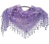 GFM® Women's Summer Triangle Scarf-Mantilla- with Lace and Tassels (TRI-C)(TRI-85-Li-Lilac)