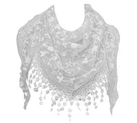 GFM® Women's Summer Triangle Scarf-Mantilla- with Lace and Tassels (TRI-C)(TRI-85-SM-SFD-White)