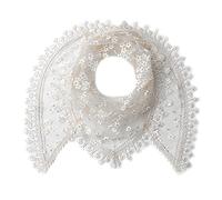 GFM® Women's Summer Triangle Scarf-Mantilla- with Lace and Tassels -White-(TRI-2100-SFD)