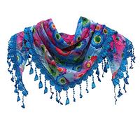 GFM® Women's Summer Triangle Triangular Lace Scarf-Mantilla- Tirquoise Blue - (88)(TRI-900-TXNL)