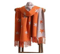 GFM® Women's Super Soft Cashmere Texture Ladies Shawl Wrap - Autumn Winter - Stars Orange - (EXC)(STRSHL-NRG)