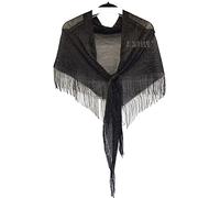 GFM® Women's Triangle Shape Mesh Shimmering Sparkly Scarf-Spring Summer-Mantilla- Wedding, Evening Wear, Bridesmaid, Proms - Black and Gold - (EXC)(MSH1TRI-KLSN)