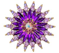 GFM® Women's Vintage Inspired Art Deco Flower Crystal Ladies Brooch Pin for Wedding Birthday Anniversary (C-Purple Gold)(BRCH-VTD-088-JMNSN)