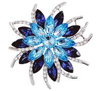 GFM® Women's Vintage Inspired Art Deco Flower Crystal Ladies Brooch Pin for Wedding Birthday Anniversary (BRCH-VTD-006-NLHLNL)