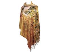 GFM® Women's Wool Blend Cashmere Texture Painting Art Based Lightweight Print Scarf Shawl Wrap for Ladies Autumn Winter (Klimt Portrait of Adele)(PWSHL-FS-5122-A)