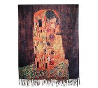 GFM® Women's Wool Blend Cashmere Texture Painting Art Based Lightweight Print Scarf Shawl Wrap for Ladies Autumn Winter (Klimt The Kiss - Brown)(PWSHL-FS-3351-A-KEK)