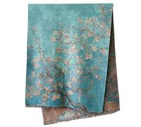GFM® Wool Blend Cashmere Texture Painting Art Based Print Shawl Scarf for Autumn Winter (PWSHL) (PX-Van Gogh Almond Blossom) (PX-FRLSHL-428-ALBSM)