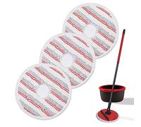 GFRED 3Pcs Mop Pads Replacement Compatible With Vileda Spin and Clean Floor Mop and Bucket Head Refills Microfiber For Cleaning Floor (Red)
