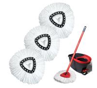 GFRED Set of 3 Mop Head Replacement Compatible With Vileda Turbo Spin Mops Easy Wringing 2-in-1 White Suitable For All Floor Types (White-3Pcs)