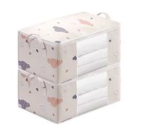 Gfren Duvet Storage Bag 2 Pack, Large Capacity Storage Bags with Zips, Clothes Bag Organizer with Reinforced Handle Thick Fabric for Comforters, Bedding, Foldable with Sturdy Zipper, Clear Window
