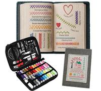 GFRGFH Embroidery Book Kit, 143 Stitches, Embroidery Books for Beginners, Portable Embroidery Sampler Book Comes with Complete Toolkit & Instructional Tutorial Perfect for Craft Lovers (1pcs)