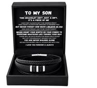 GFRGFH Gift For To My Son - Never Walk Alone Braided Bracelet, Elegant Box (Silver)