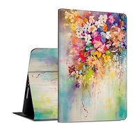 GFRGTFHYT Case for 10.5 Inch Microsoft Surface Go 3 2021/2 2020/Go 2018 PU Leather Slim Lightweight Multiple Angles Stand Smart Cover with Auto Wake/Sleep, Art Watercolor Flowers