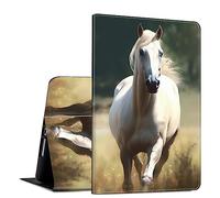 GFRGTFHYT Case for 10.5 Inch Microsoft Surface Go 3 2021/2 2020/Go 2018 PU Leather Slim Lightweight Multiple Angles Stand Smart Cover with Auto Wake/Sleep, White Horse