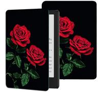 GFRGTFHYT Case for 7" All-New Kindle Paperwhite (12th Generation, 2024) and Kindle Colorsoft Signature Edition Roses Red Slim Lightweight PU Leather Adjustable Smart Shell Cover with Auto Wake/Sleep