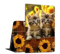 GFRGTFHYT Case for Amazon Kindle Fire HD 8 Tablet (6th/7th/8th Generation, 2016/2017/2018 Release) PU Leather Slim Lightweight Shockproof Smart Stand Cover with Auto Wake/Sleep,Sunflower Cat