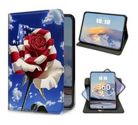 GFRGTFHYT Case for Samsung Galaxy Tab A11/A9 8.7 Inch 2026/2024 Slim Lightweight PU Leather 360 Degree Rotating Multiple Viewing Angles Folio Kickstand Smart Shell Tablet Cover, Rose American Flag