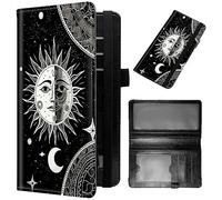 GFRGTFHYT Checkbook Cover for Women & Men PU Leather Checkbook Covers for Personal Checkbook Slim Check Book Credit Card Holder Holder Wallet with RFID Blocking for Duplicate Checks, Moon and Sun