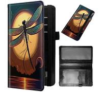 GFRGTFHYT Checkbook Cover for Women & Men PU Leather Checkbook Covers for Personal Checkbook Slim Check Book Credit Card Holder Holder Wallet with RFID Blocking for Duplicate Checks, Dragonfly Moon