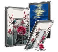 GFRGTFHYT Clear Case for 6" Kindle 10th Generation (2019 Release, Model J9G29R) Stand Kickstand Slim Transparent Soft TPU Silicone Cover for Kindle 10th Gen 2019 E-Reader,Magpie Peony Flowers