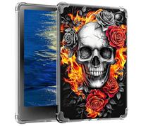 GFRGTFHYT Clear Case for Kobo Libra Colour 7" 2024 Release Slim Ligthwheight Soft TPU Silicone Transparent Shockproof Protective Back Cover Case for 7" Kobo Libra Colour 2024 eReader, Skull Roses Fire
