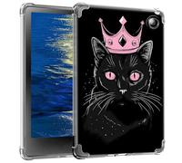 GFRGTFHYT Clear Case for Kobo Libra Colour 7" 2024 Release Slim Ligthwheight Soft TPU Silicone Transparent Shockproof Protective Back Cover Case for 7" Kobo Libra Colour 2024 eReader, Crown Black Cat