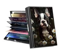 GFRGTFHYT Credit Card Holder, Mini RFID Blocking Metal Card Wallet for Women Men Girls, Boston Terrier Dog, Credit Card Holder, Minimalist