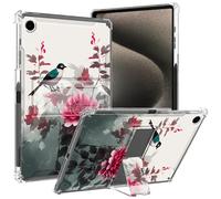 GFRGTFHYT for iPad 9th/ 8th/ 7th Generation Clear Case (2021/2020/2019) for iPad 10.2 inch with Pencil Holder & Kickstand Transparent Slim Soft TPU Cover for iPad 10.2",Magpie Peony Flowers