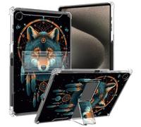 GFRGTFHYT for iPad 9th/ 8th/ 7th Generation Clear Case (2021/2020/2019) for iPad 10.2 inch with Pencil Holder & Kickstand Transparent Slim Soft TPU Cover for iPad 10.2",Wolf Dream Catcher